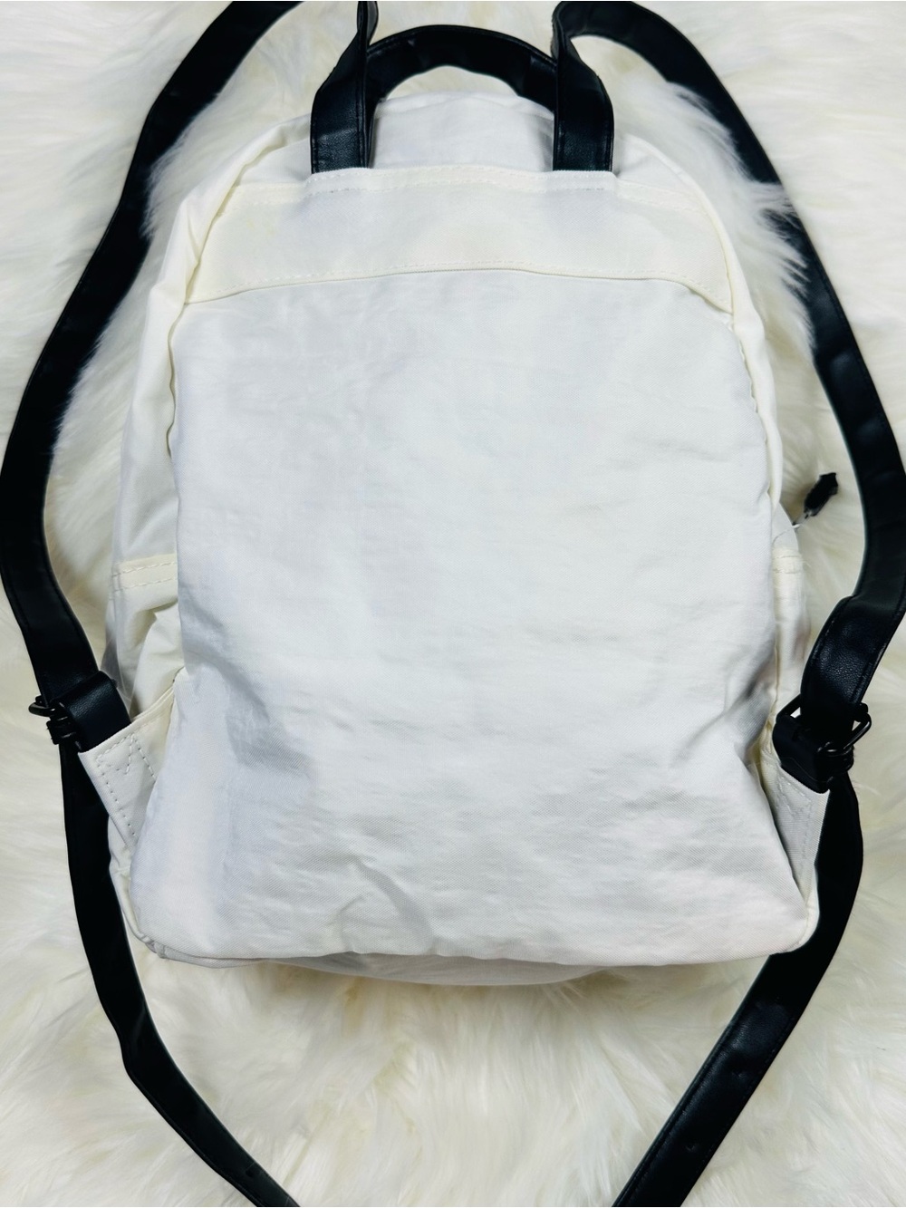 Claire's White Backpack with Black Trim and Multicolor Zipper - Picture 2 of 6